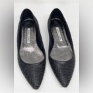Manolo Blahnik Black Studded Flats Sleek Design 7.5